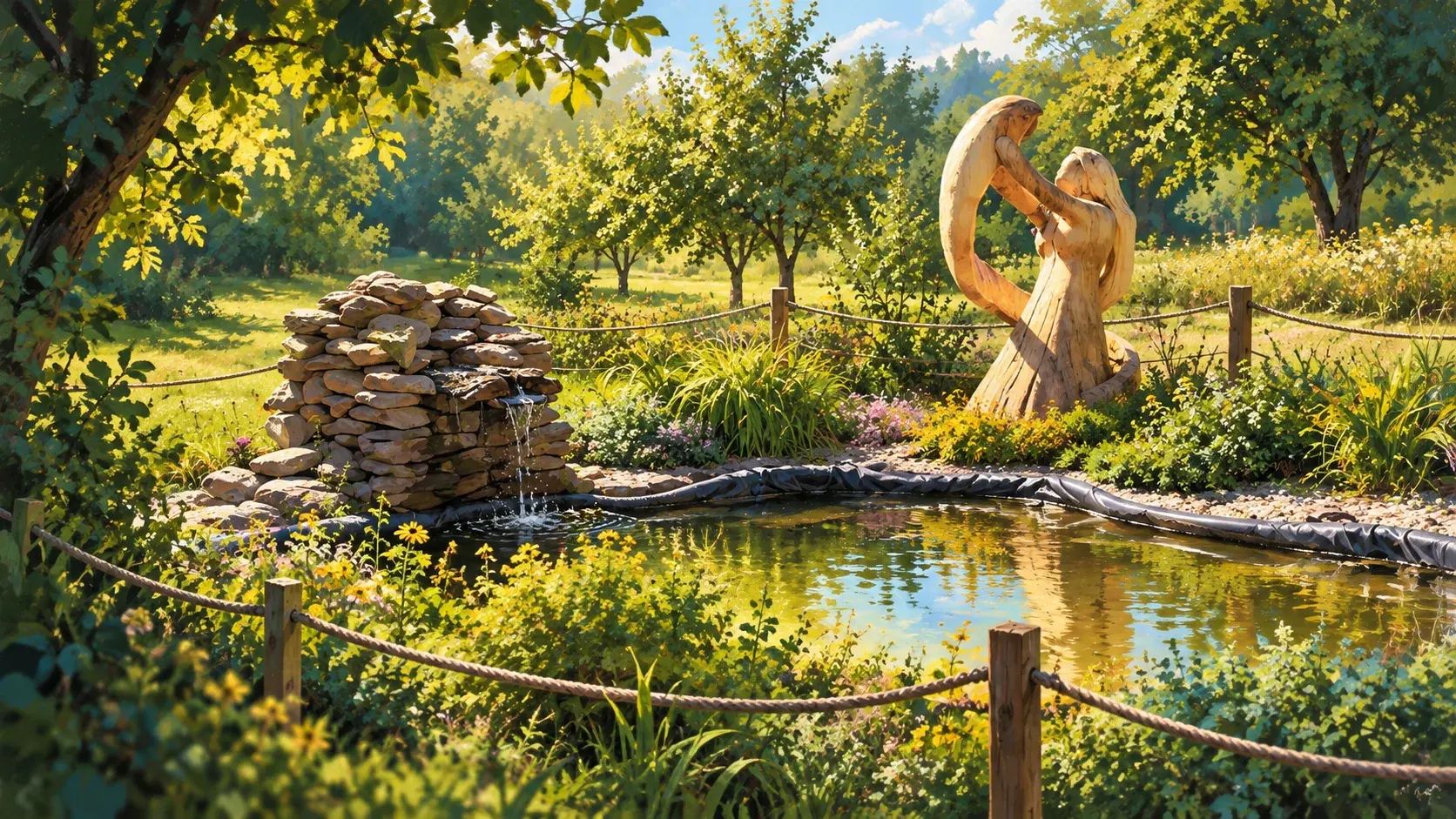 Ilustrácia podľa fotografie školského jazierka