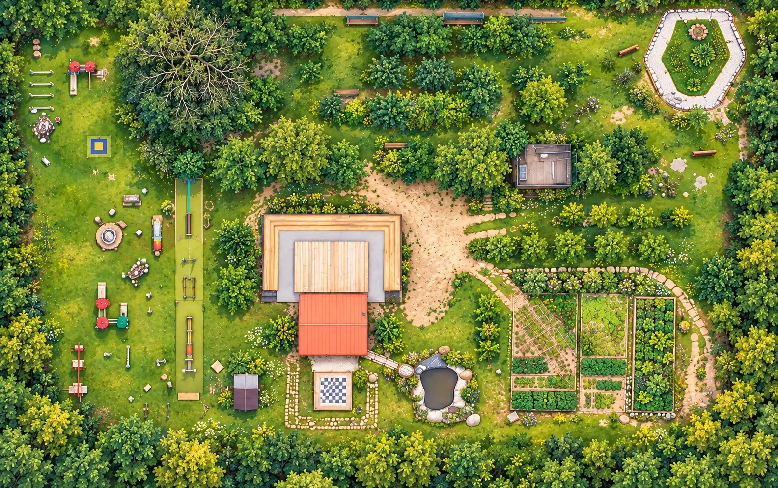 Ilustrovaná mapa školskej záhrady ZŠ s MŠ Spišské Bystré